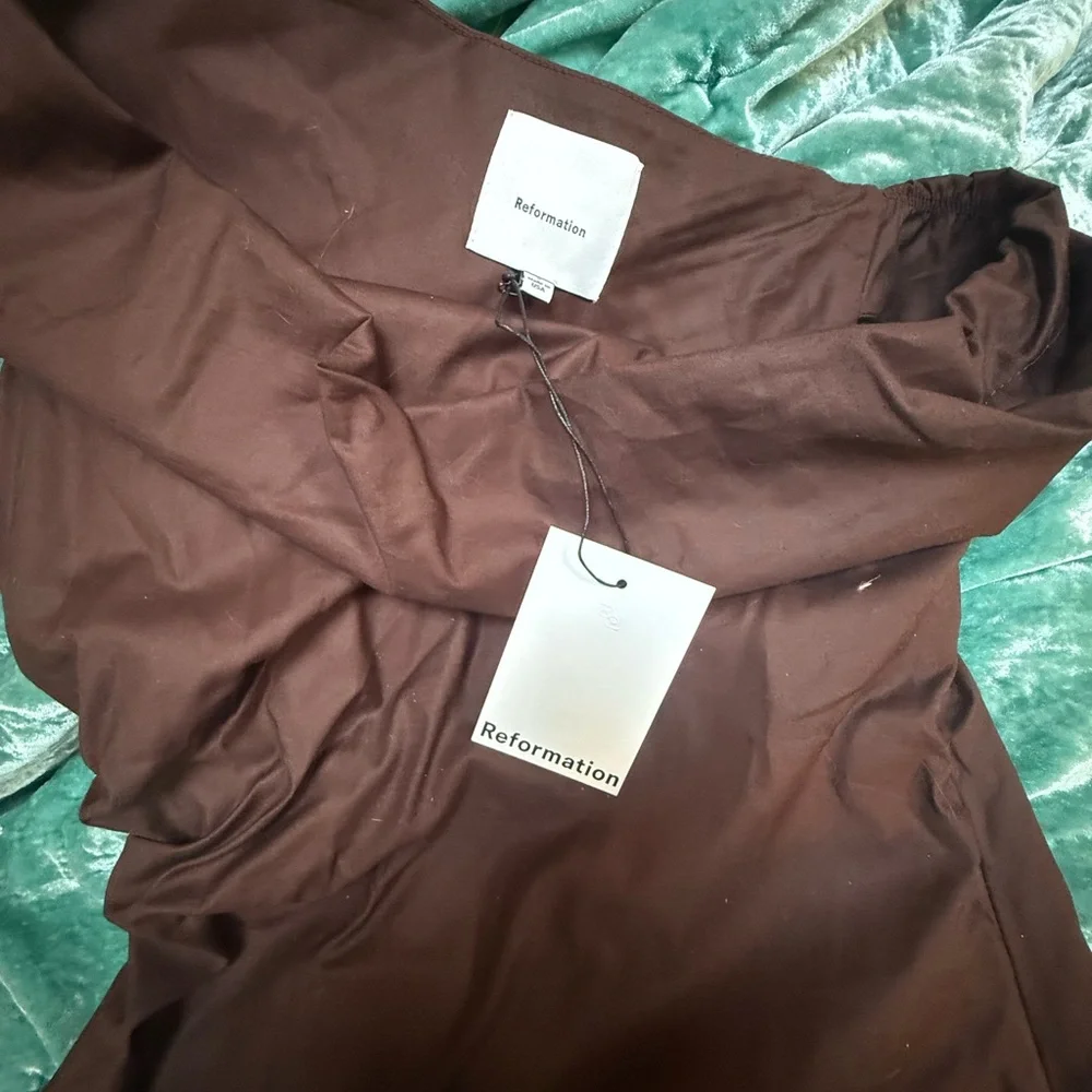 Elegant Brown One-Shoulder Top - Picture 8 of 8